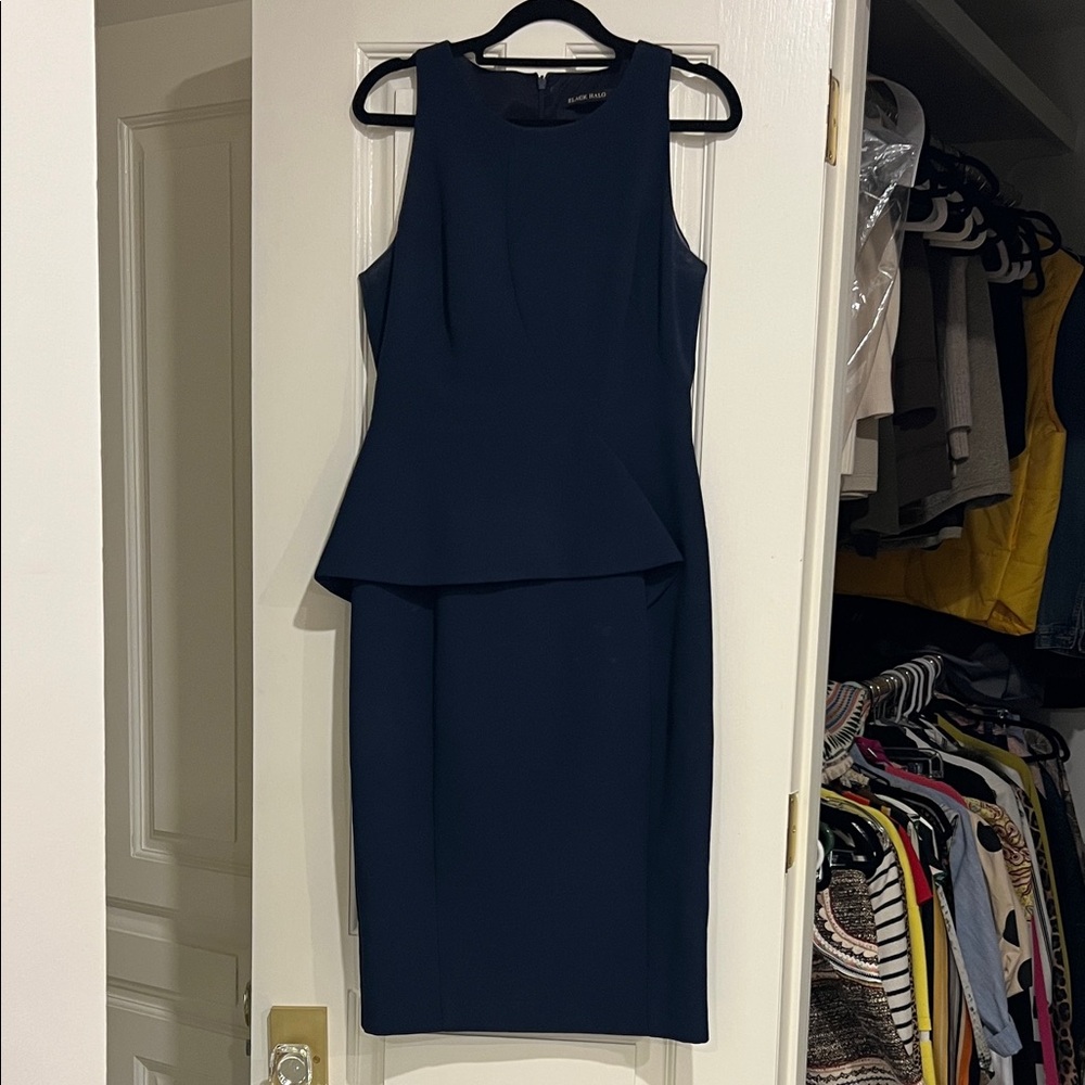 Black Halo Navy Midi Dress